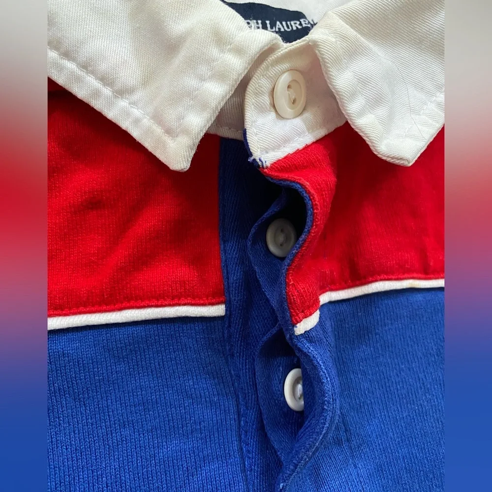 Vintage Polo Ralph Lauren Infant Sz‎ S (3-6 m) Red/Royal Blue Rugby Shortall